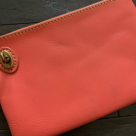 Fossil Women's Vintage Orange Clutch Gold Zipper Lock - Picture 3 of 6